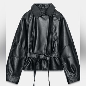 Zara Women's Faux Leather Peplum Jacket
